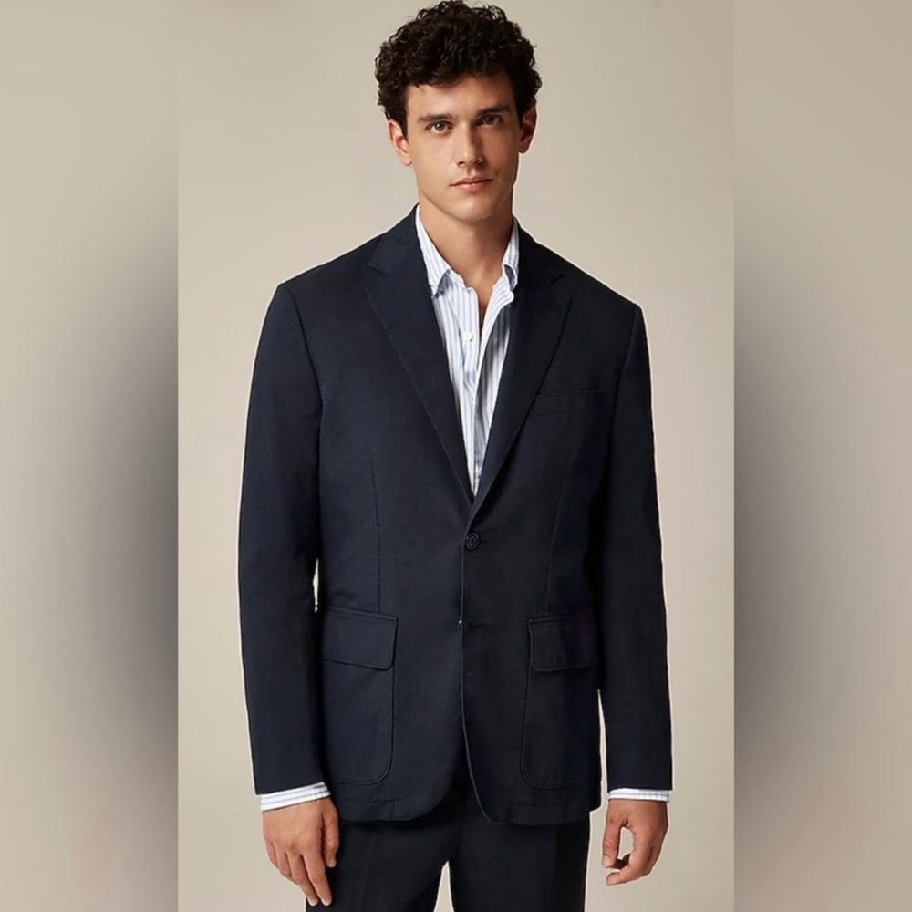 NWT J. Crew Crosby Classic-fit Suit jacket Italian Cotton-linen Indigo